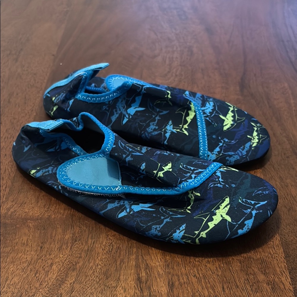 Kids Aqua Shoes with Dinosaur Print